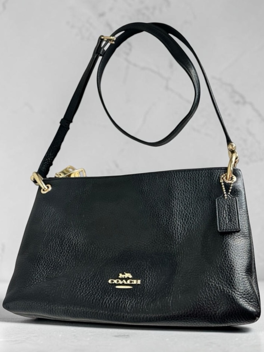 Coach Mia Black Leather crossbody Bag with Gold Hardware